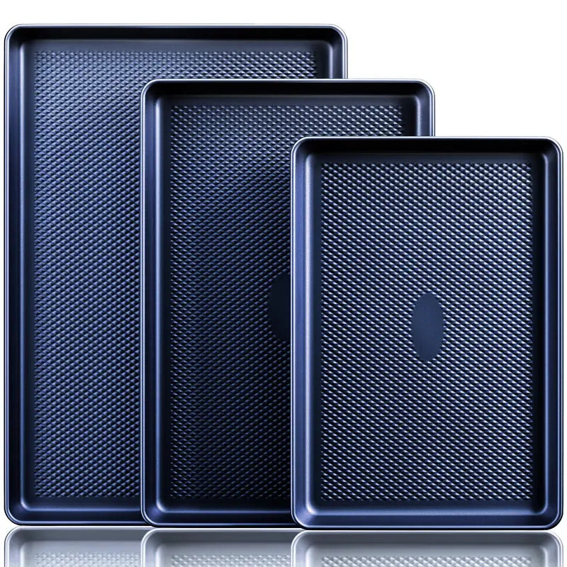 Non-Stick Bakeware Set of 3, Teflon-Free Heavy Duty Baking Sheets with Diamond Texture for Cookies, Oven Baking, Kitchen Supplies