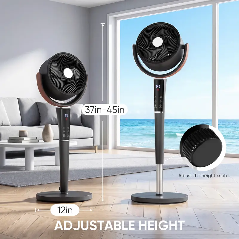 Quiet DC Pedestal Fan with Remote, 15 Speeds & 5 Modes, 120° Oscillation Standing Fan for Bedroom
