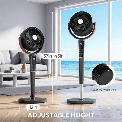 Quiet DC Pedestal Fan with Remote, 15 Speeds & 5 Modes, 120° Oscillation Standing Fan for Bedroom