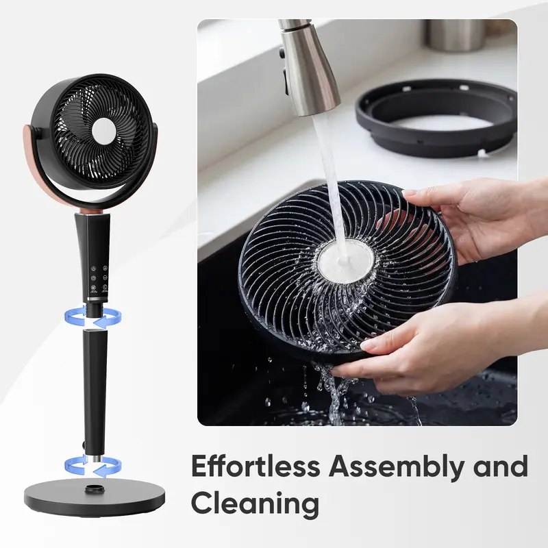 Quiet DC Pedestal Fan with Remote, 15 Speeds & 5 Modes, 120° Oscillation Standing Fan for Bedroom