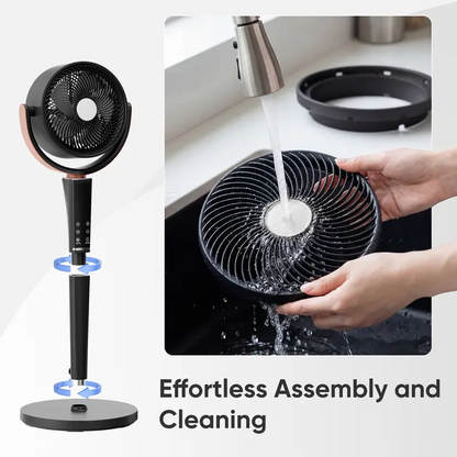 Quiet DC Pedestal Fan with Remote, 15 Speeds & 5 Modes, 120° Oscillation Standing Fan for Bedroom