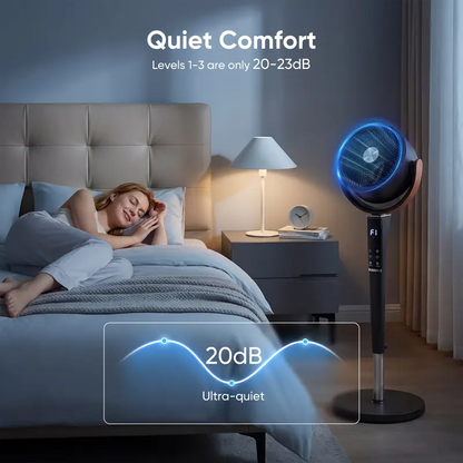 Quiet DC Pedestal Fan with Remote, 15 Speeds & 5 Modes, 120° Oscillation Standing Fan for Bedroom