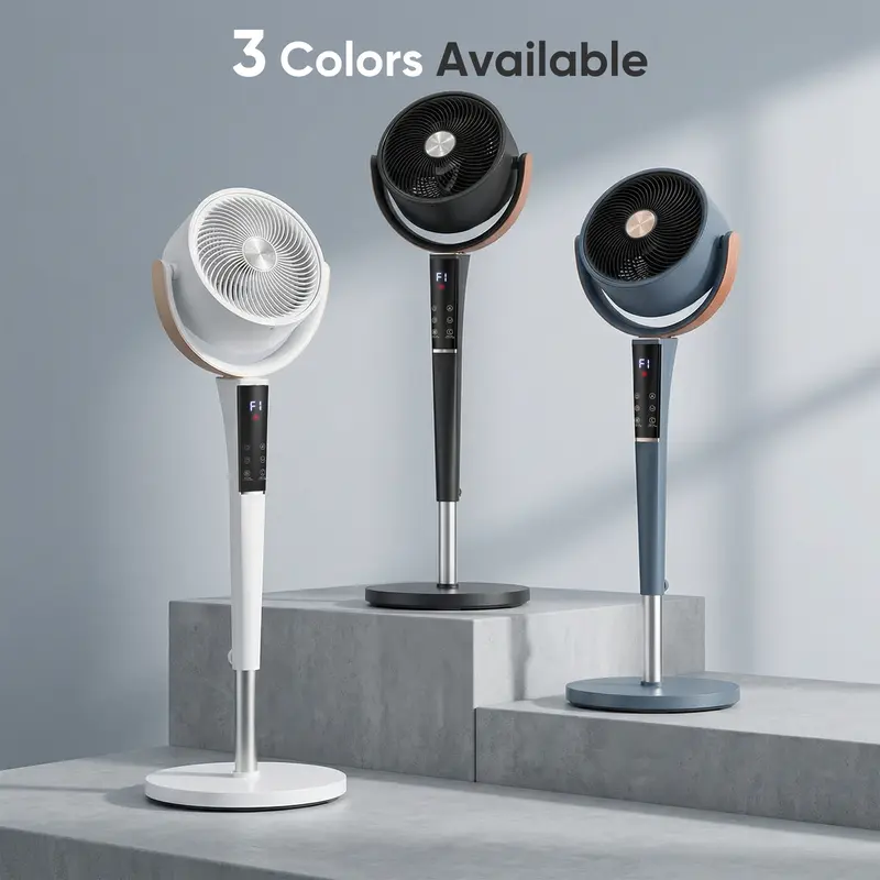 Quiet DC Pedestal Fan with Remote, 15 Speeds & 5 Modes, 120° Oscillation Standing Fan for Bedroom