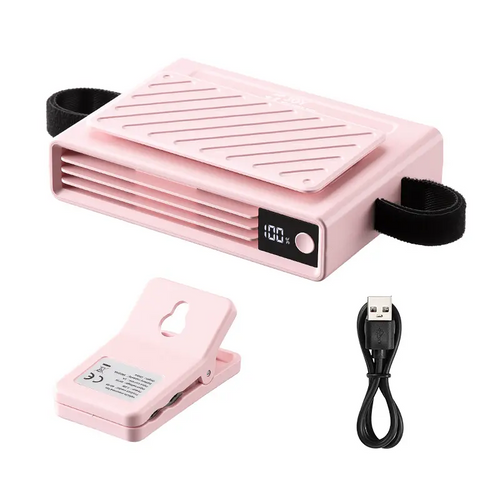 Portable Car Seat Clip Fan with LED Display, USB Rechargeable 360° Rotating Cooling Fan for Baby Stroller Backseat