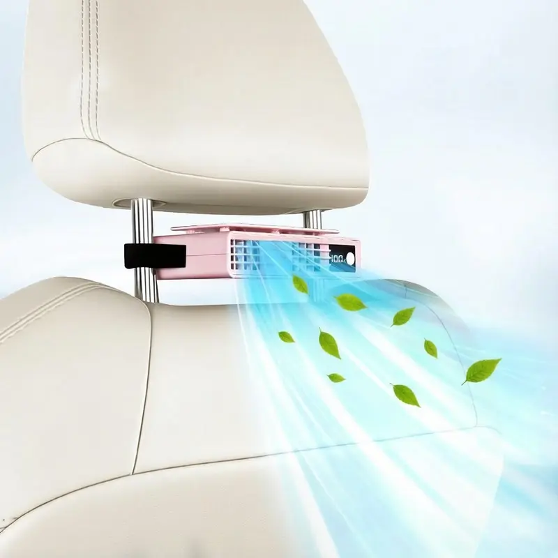 Portable Car Seat Clip Fan with LED Display, USB Rechargeable 360° Rotating Cooling Fan for Baby Stroller Backseat