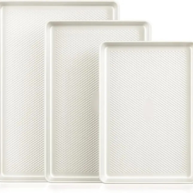 Non-Stick Bakeware Set of 3, Teflon-Free Heavy Duty Baking Sheets with Diamond Texture for Cookies, Oven Baking, Kitchen Supplies