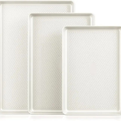 Non-Stick Bakeware Set of 3, Teflon-Free Heavy Duty Baking Sheets with Diamond Texture for Cookies, Oven Baking, Kitchen Supplies