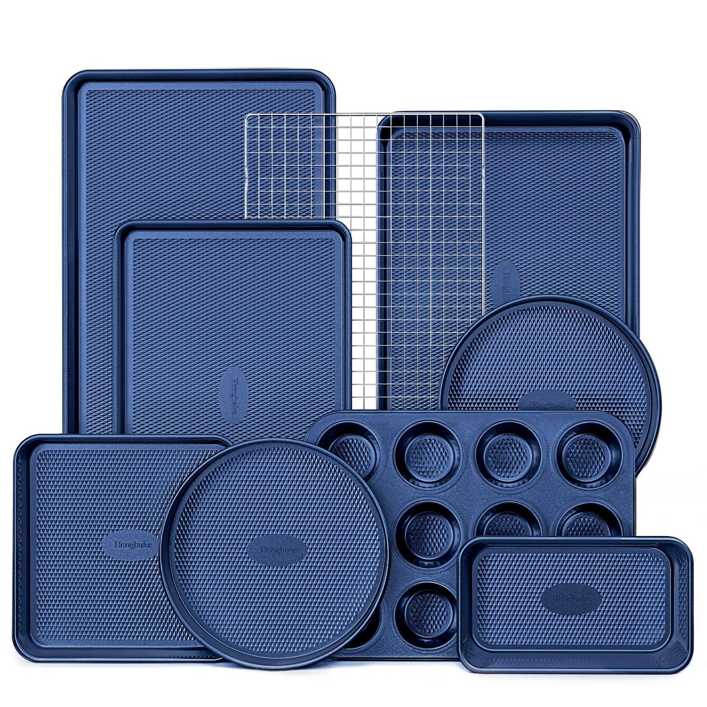 Non-Stick Bakeware Set of 3, Teflon-Free Heavy Duty Baking Sheets with Diamond Texture for Cookies, Oven Baking, Kitchen Supplies