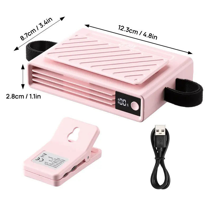 Portable Car Seat Clip Fan with LED Display, USB Rechargeable 360° Rotating Cooling Fan for Baby Stroller Backseat