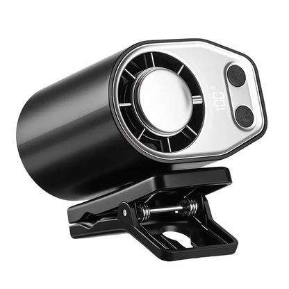 Portable Car Seat Clip Fan with LED Display, USB Rechargeable 360° Rotating Cooling Fan for Baby Stroller Backseat