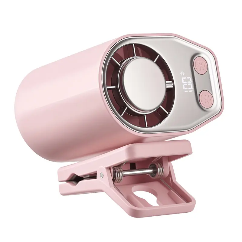 Portable Car Seat Clip Fan with LED Display, USB Rechargeable 360° Rotating Cooling Fan for Baby Stroller Backseat