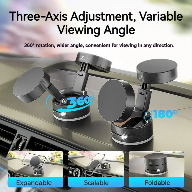 360° Rotatable Vacuum Suction Car Phone Holder for iPhone & Android, Hands-Free GPS Mount