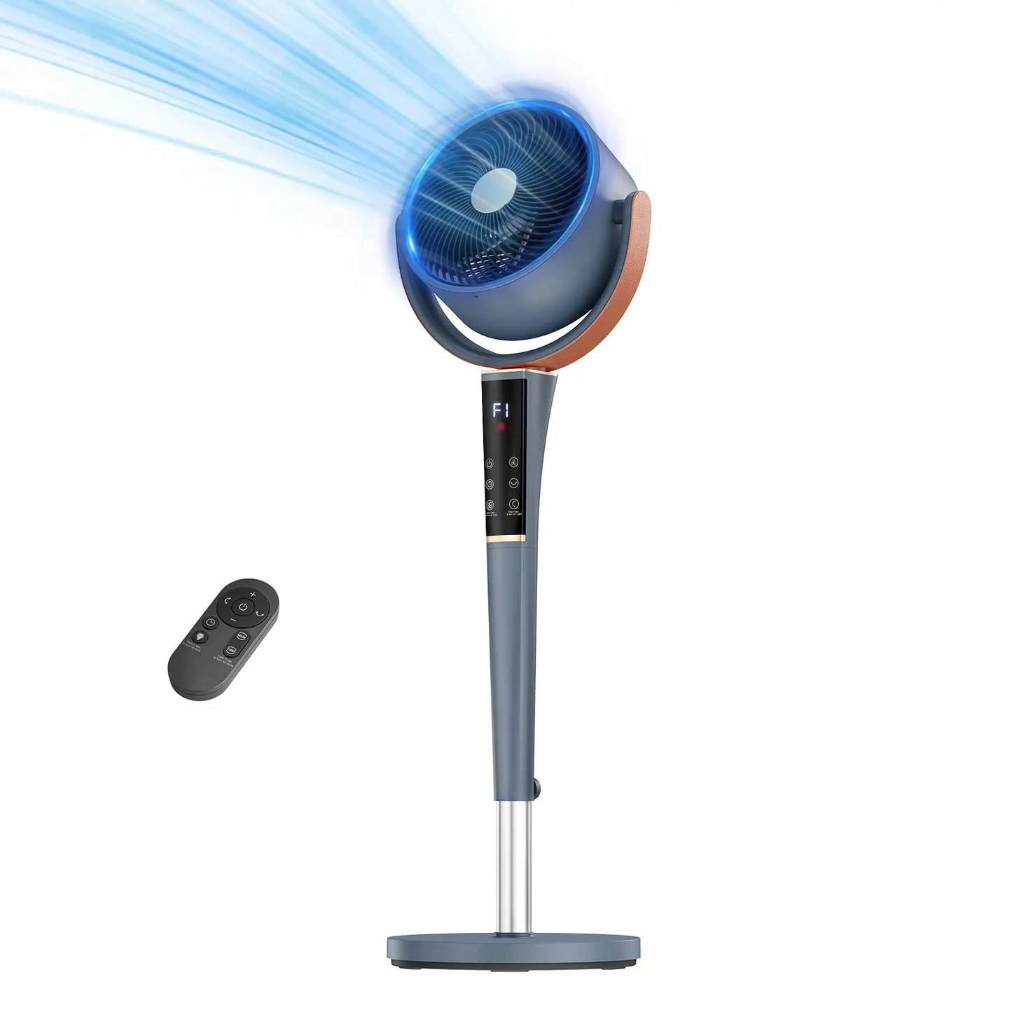 Quiet DC Pedestal Fan with Remote, 15 Speeds & 5 Modes, 120° Oscillation Standing Fan for Bedroom